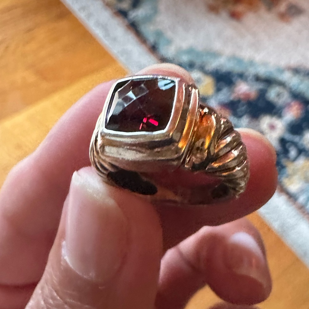 David Yurman Garnet Sterling Silver  Ring